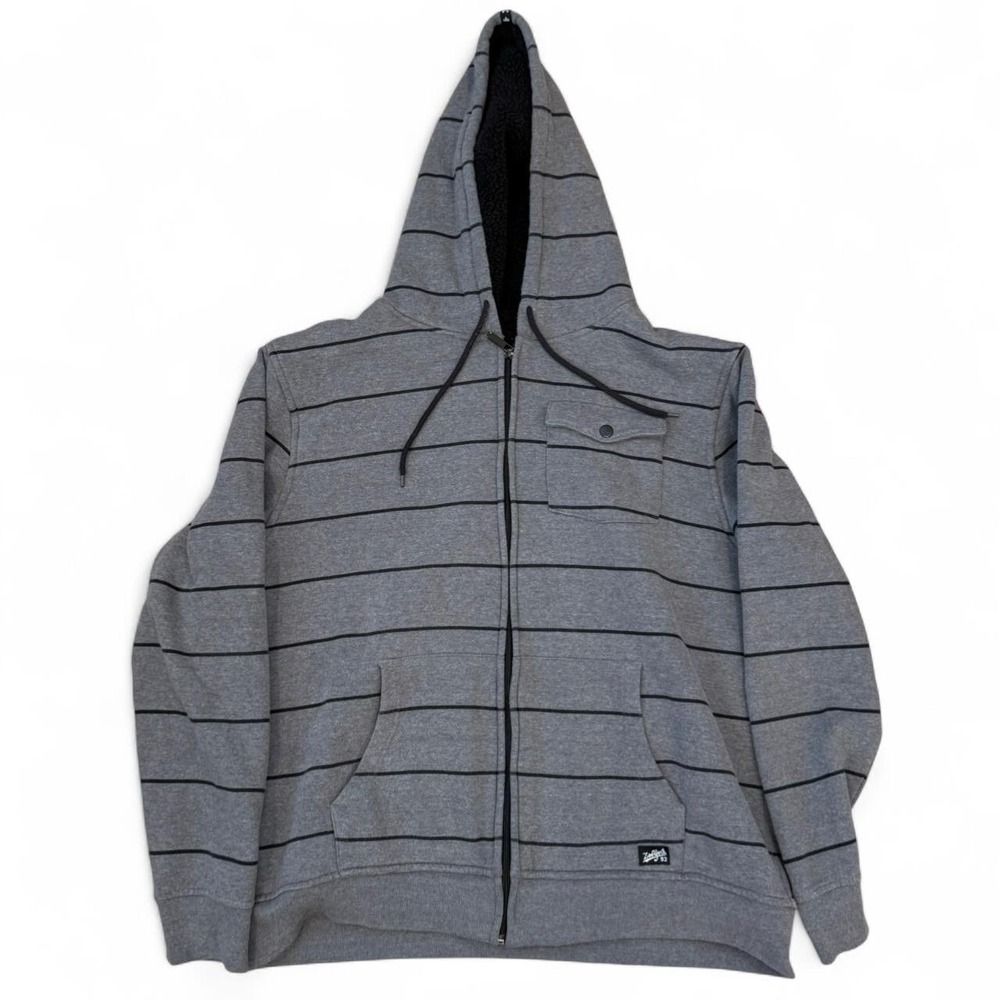 Vintage Zoo York Fleece Lined Striped Hoodie Men's XXL Skater Grunge Goth Y2K